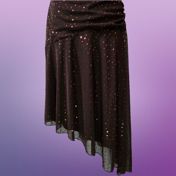 Y2K Brown Glitter Asymmetric Fairy Whimsigoth Dress Size L Prom Party Cocktail - Picture 4 of 6